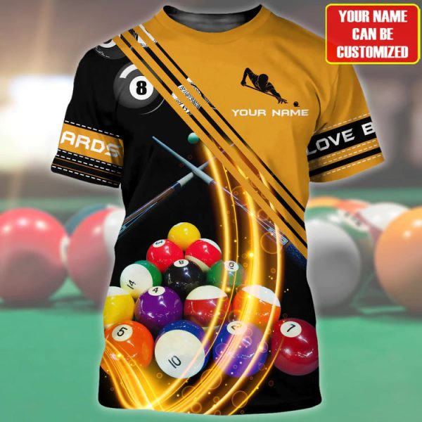 Personalized Billiard Shirt, 3D All Over Printed Colorful Tshirt For Billiard Player, Billiard Team Uniform