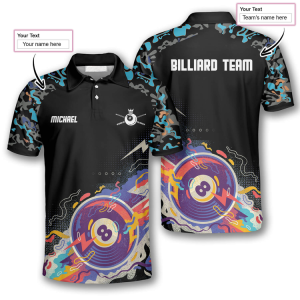 3D All Over Ball 8 Color Black Blue Custom Billiard Shirts for Men