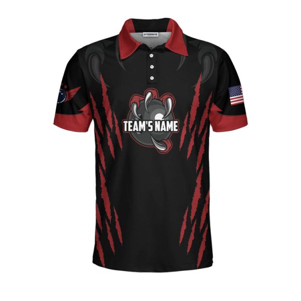 Personalized Bowling Team Monster Custom Polo Shirt, Black And Red Custom Bowling Polo, Customized Bowling Gift Coolspod